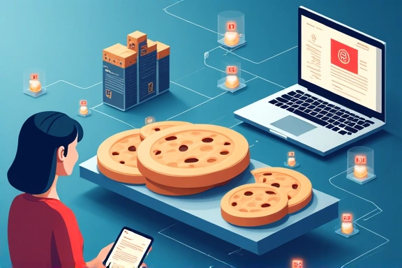 Illustration of various cookies on a digital device screen
