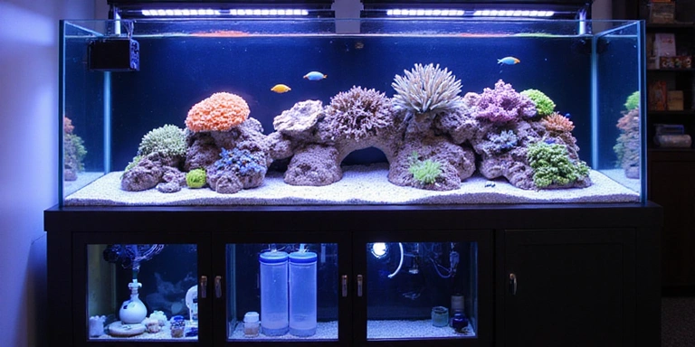 Modern reef-ready saltwater aquarium with integrated sump and overflow