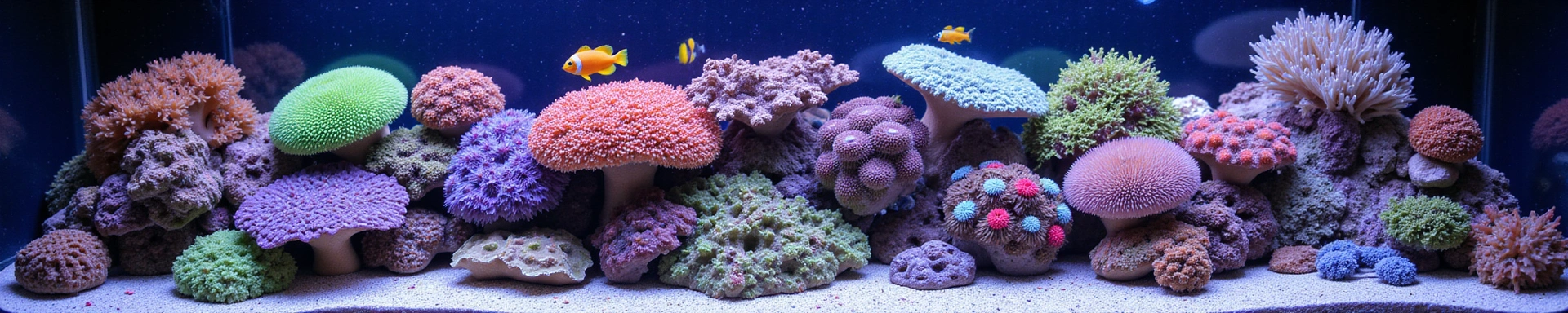 Stunning thriving saltwater reef aquarium with vibrant corals and marine fish