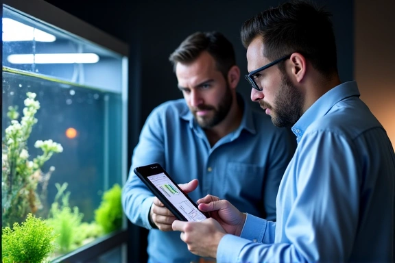 Expert advising a client about an aquarium